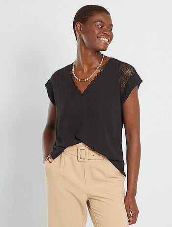 Soepelvallende blouse met V-hals - Kiabi