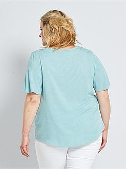 Soepelvallende blouse met vlindermouwen - Kiabi