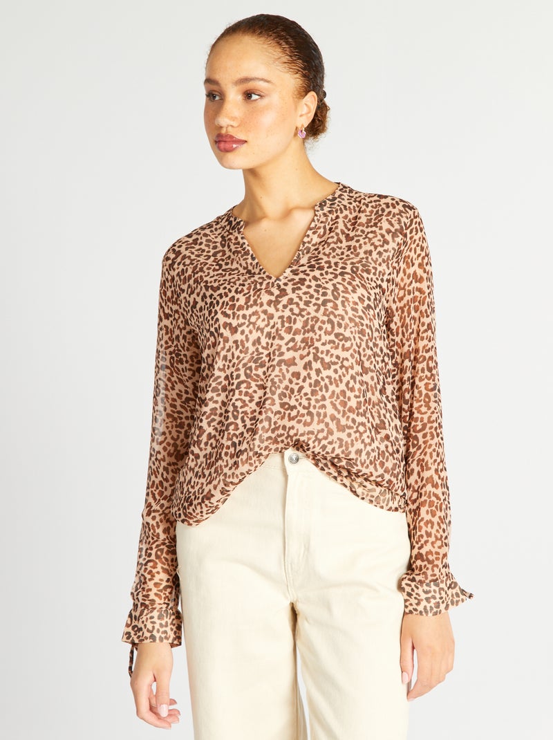Soepelvallende blouse ORANJE - Kiabi