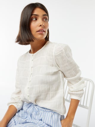Soepelvallende blouse tricot met fantasiepatroontje