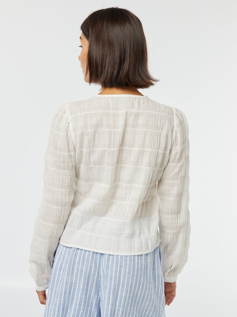 Soepelvallende blouse tricot met fantasiepatroontje Biege - Kiabi