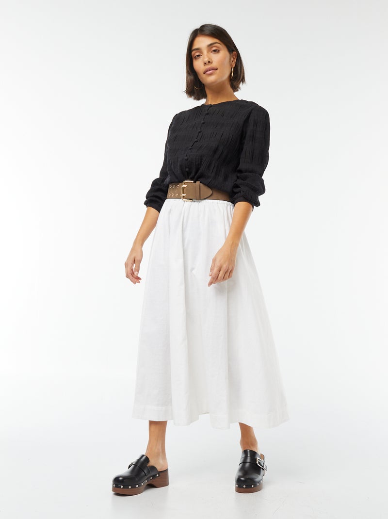 Soepelvallende blouse tricot met fantasiepatroontje zwart - Kiabi