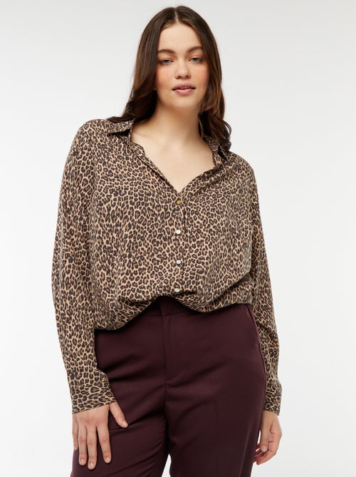 Soepelvallende blouse van crêpe-achtige tricot - Kiabi