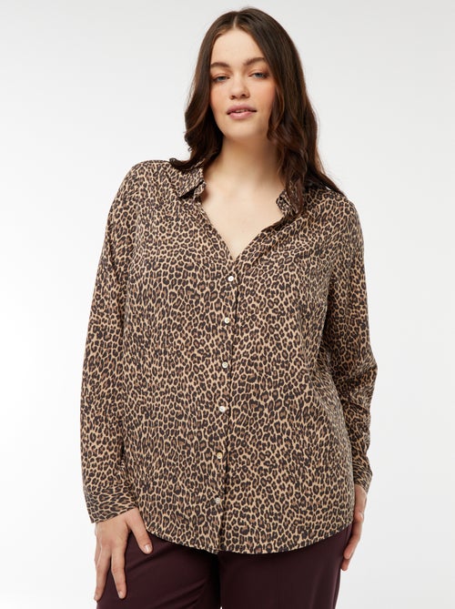 Soepelvallende blouse van crêpe-achtige tricot - Kiabi