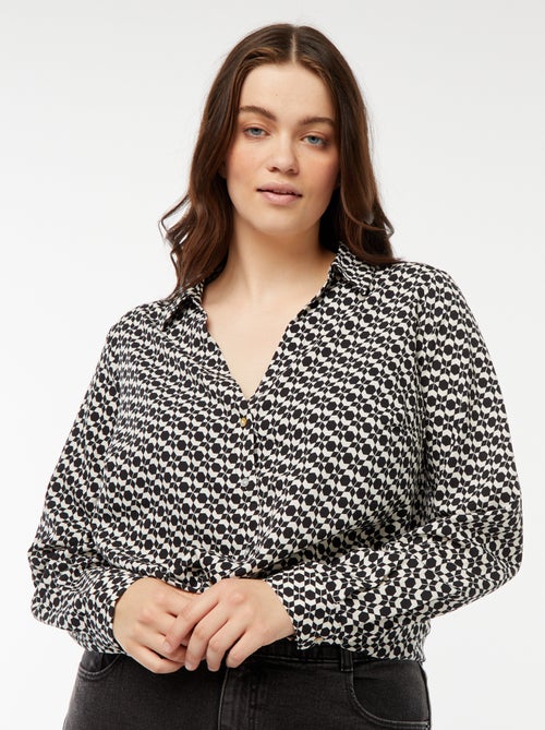 Soepelvallende blouse van crêpe-achtige tricot - Kiabi