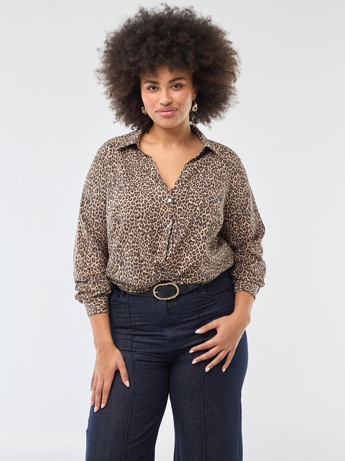 Soepelvallende blouse van crêpe-achtige tricot - Kiabi