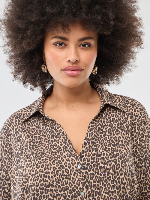 Soepelvallende blouse van crêpe-achtige tricot - Kiabi