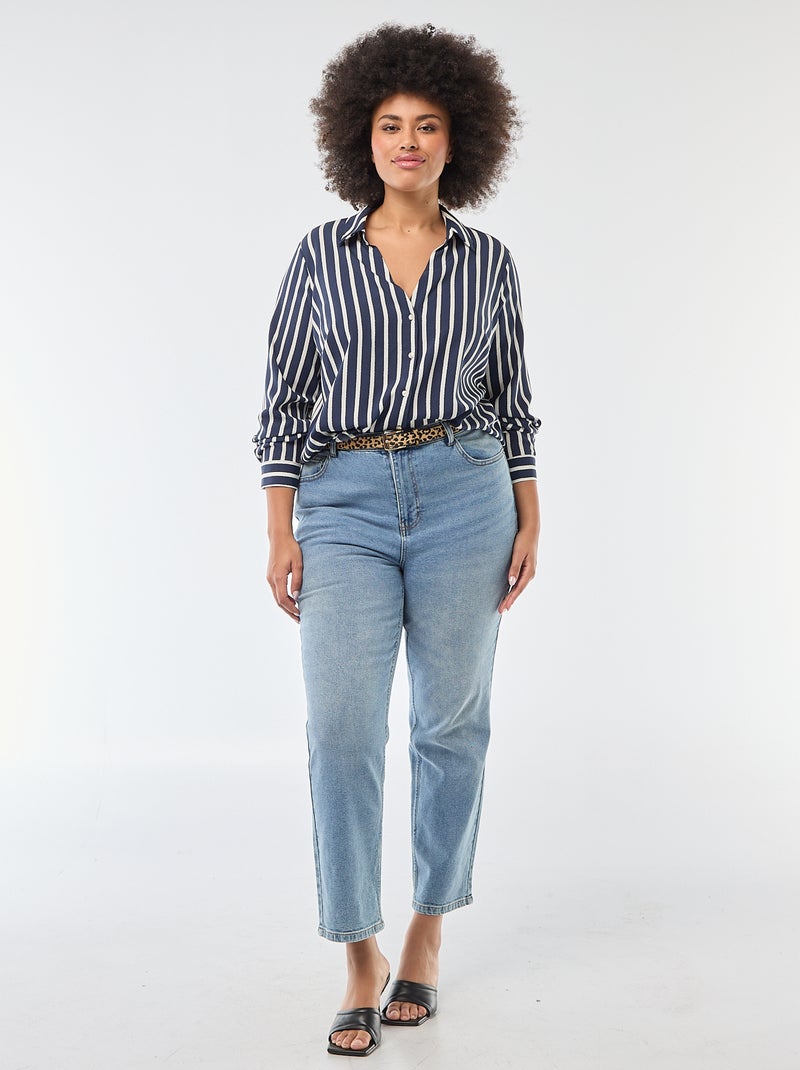 Soepelvallende blouse van crêpe-achtige tricot Blauw - Kiabi