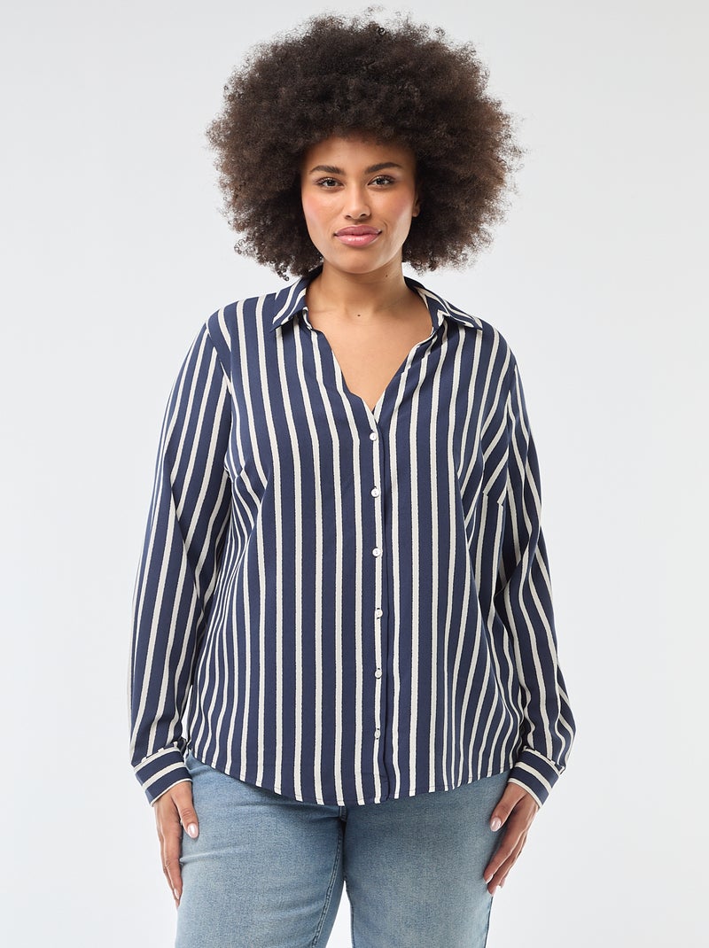 Soepelvallende blouse van crêpe-achtige tricot Blauw - Kiabi