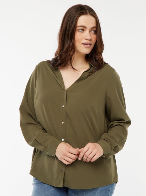 Soepelvallende blouse van crêpe-achtige tricot - Kiabi