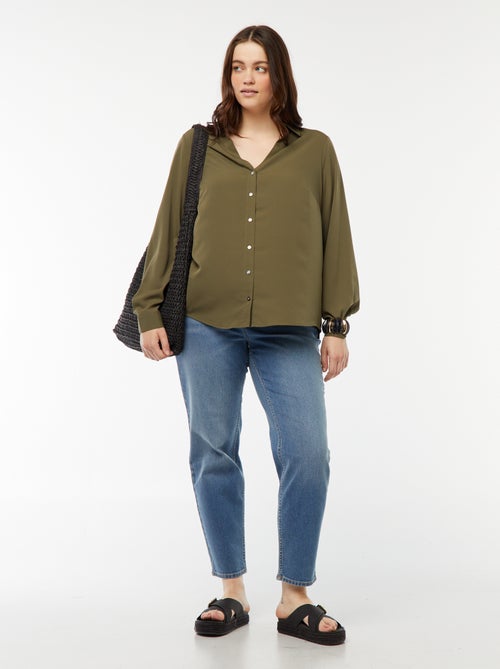 Soepelvallende blouse van crêpe-achtige tricot - Kiabi