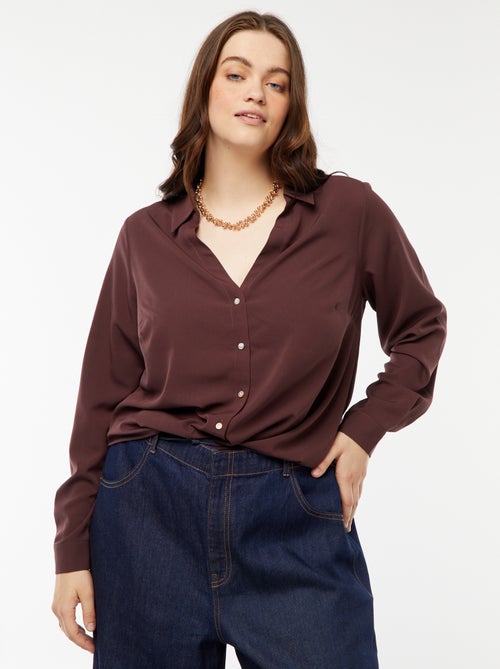 Soepelvallende blouse van crêpe-achtige tricot - Kiabi