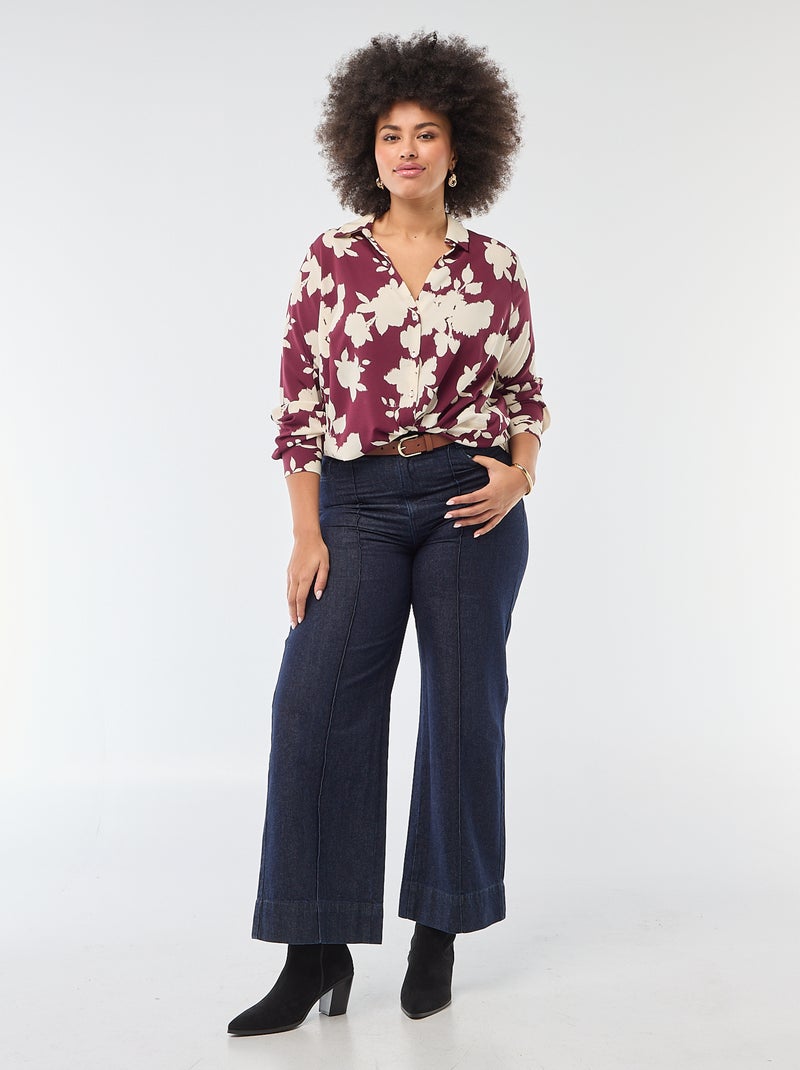 Soepelvallende blouse van crêpe-achtige tricot Rood - Kiabi