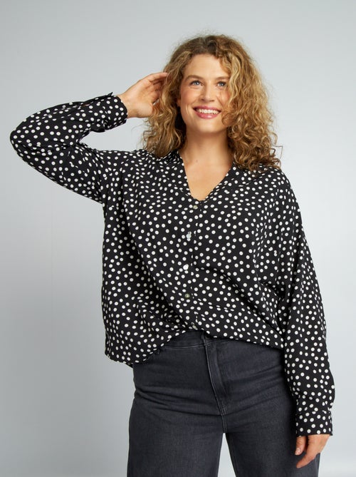 Soepelvallende blouse van crêpe-achtige tricot - Kiabi