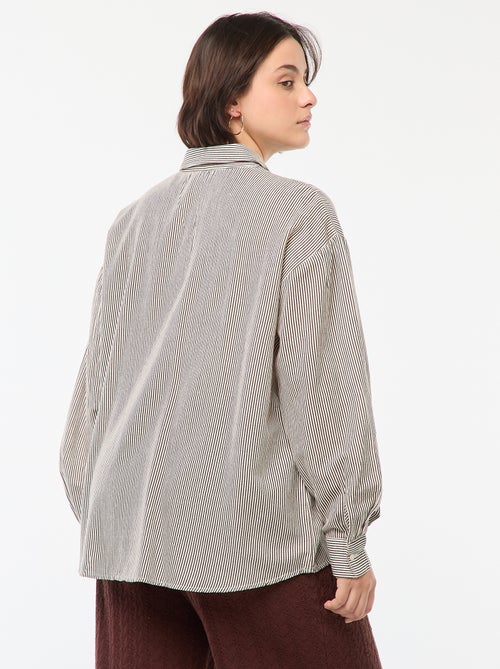 Soepelvallende blouse van gemengd linnen - Kiabi