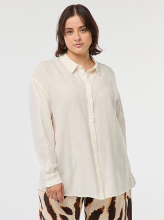Soepelvallende blouse van gemengd linnen