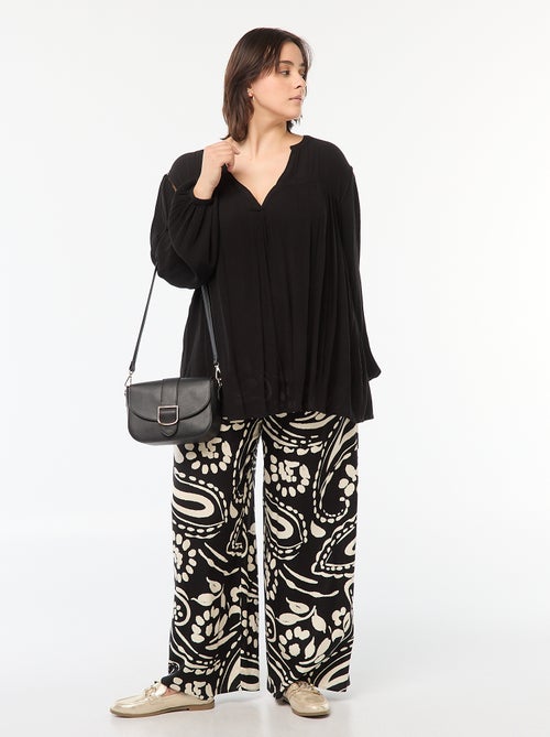 Soepelvallende blouse van kreukeltricot met print - Kiabi