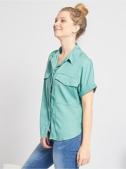 Soepelvallende blouse van lyocell - Kiabi