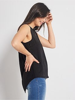 Damesmode maat 34-48 - Soepelvallende blouse van twee stoffen - Kiabi