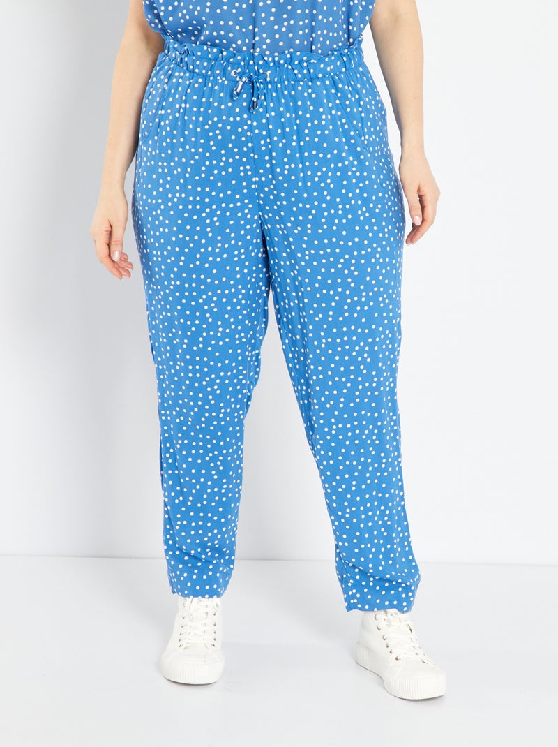 Soepelvallende broek in joggingstijl BLAUW - Kiabi