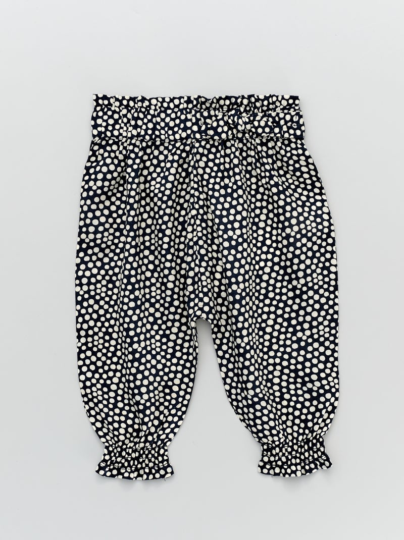 Soepelvallende broek met print blauwe stippen - Kiabi
