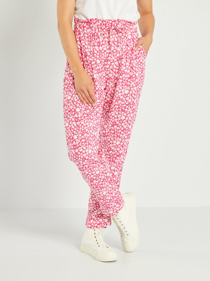 Soepelvallende broek met print ROSE - Kiabi