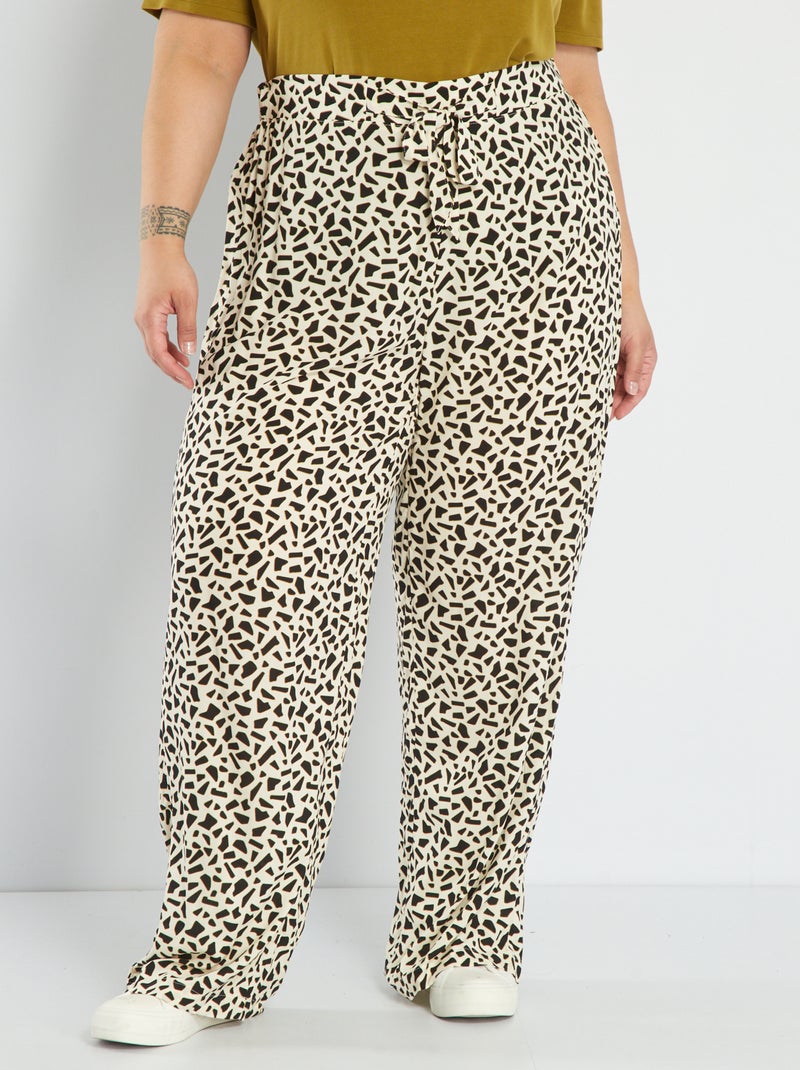 Soepelvallende broek met print WIT - Kiabi
