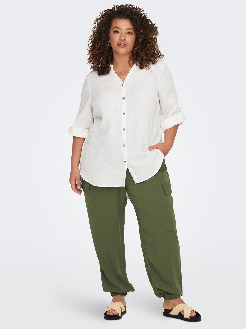 Soepelvallende broek 'Only Carmakoma' KAKI - Kiabi