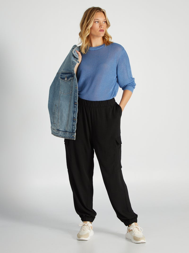 Soepelvallende broek 'Only Carmakoma' zwart - Kiabi