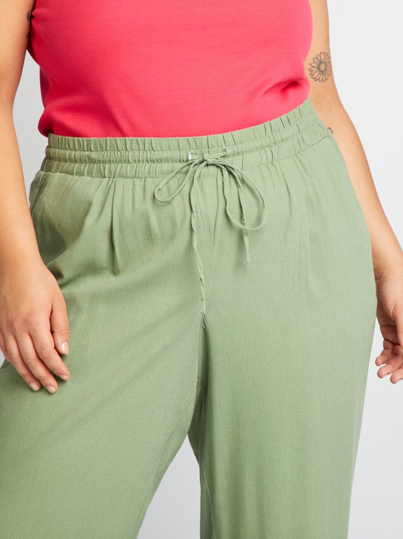 Soepelvallende, elastische broek 'Vero Moda' GROEN - Kiabi