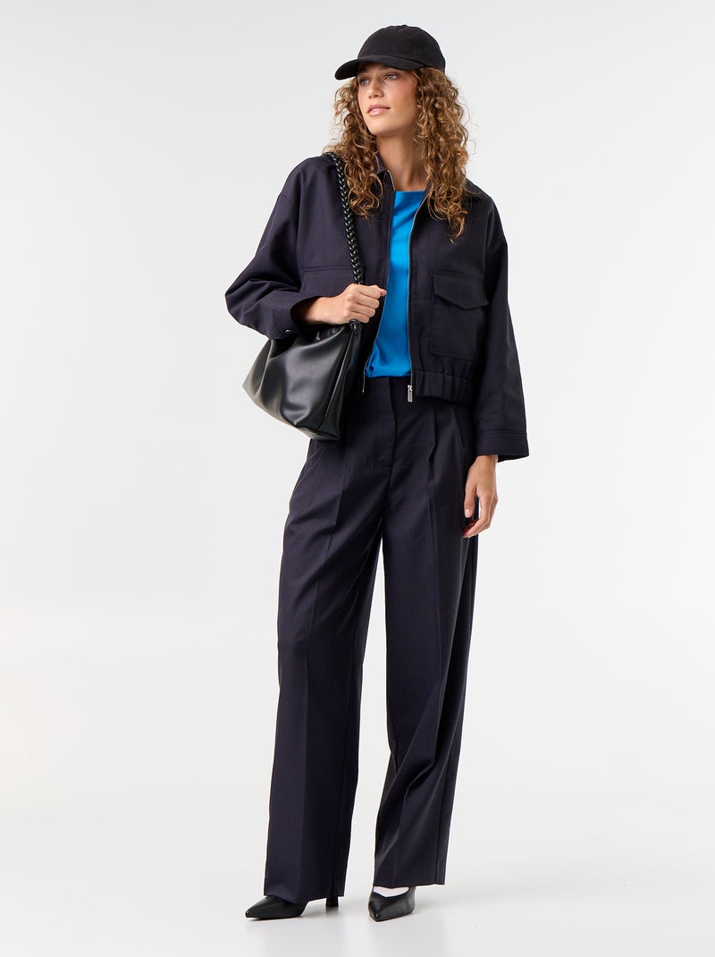 Soepelvallende jas met ritssluiting Blauw - Kiabi