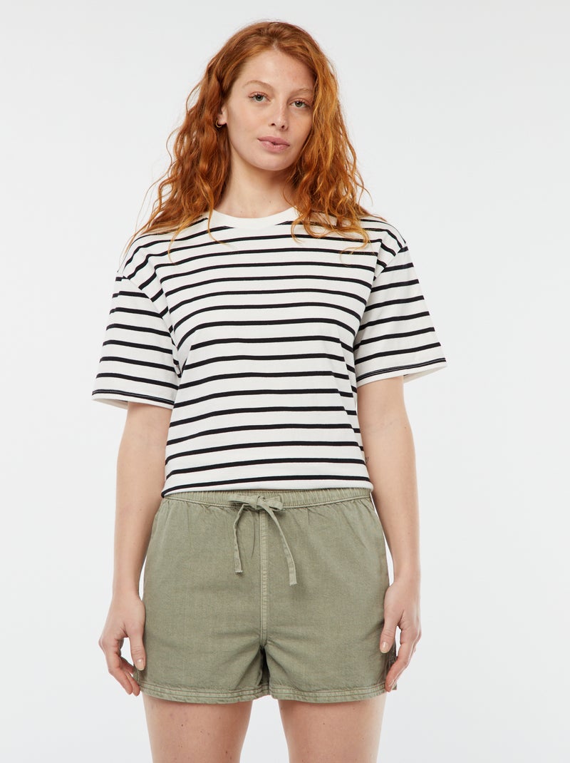 Soepelvallende jeansshort GROEN - Kiabi