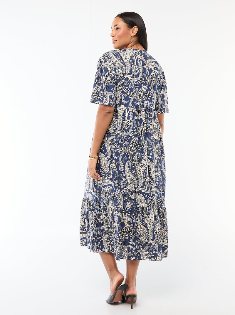 Soepelvallende jurk met fantasieprint Blauw - Kiabi