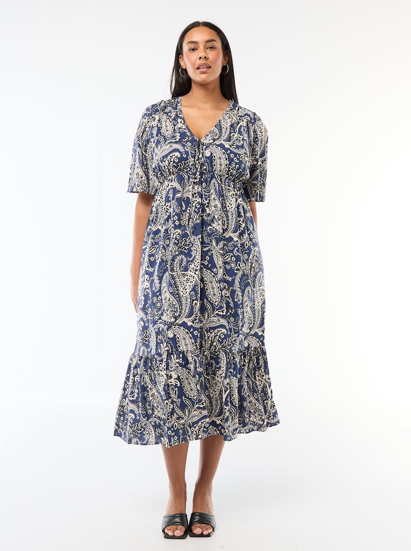 Soepelvallende jurk met fantasieprint Blauw - Kiabi