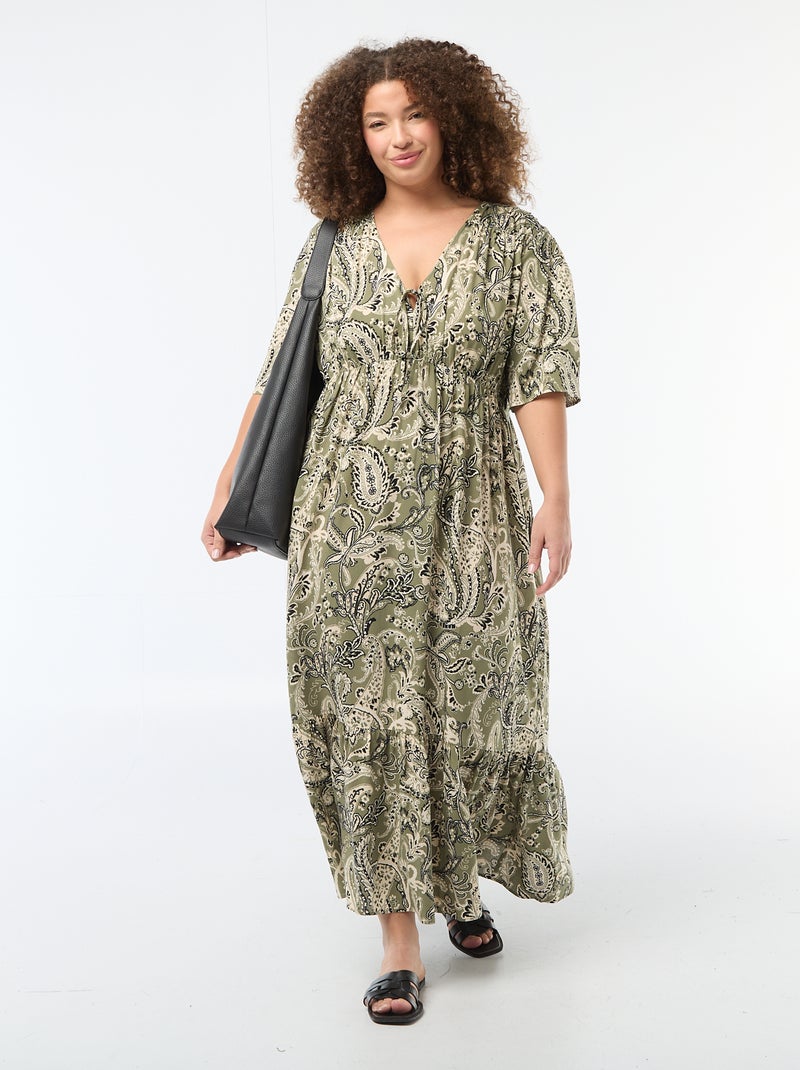 Soepelvallende jurk met fantasieprint Groen - Kiabi
