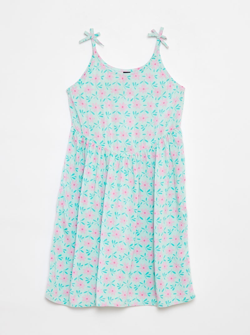 Soepelvallende jurk met spaghettibandjes en all-over motiefje Blauw - Kiabi