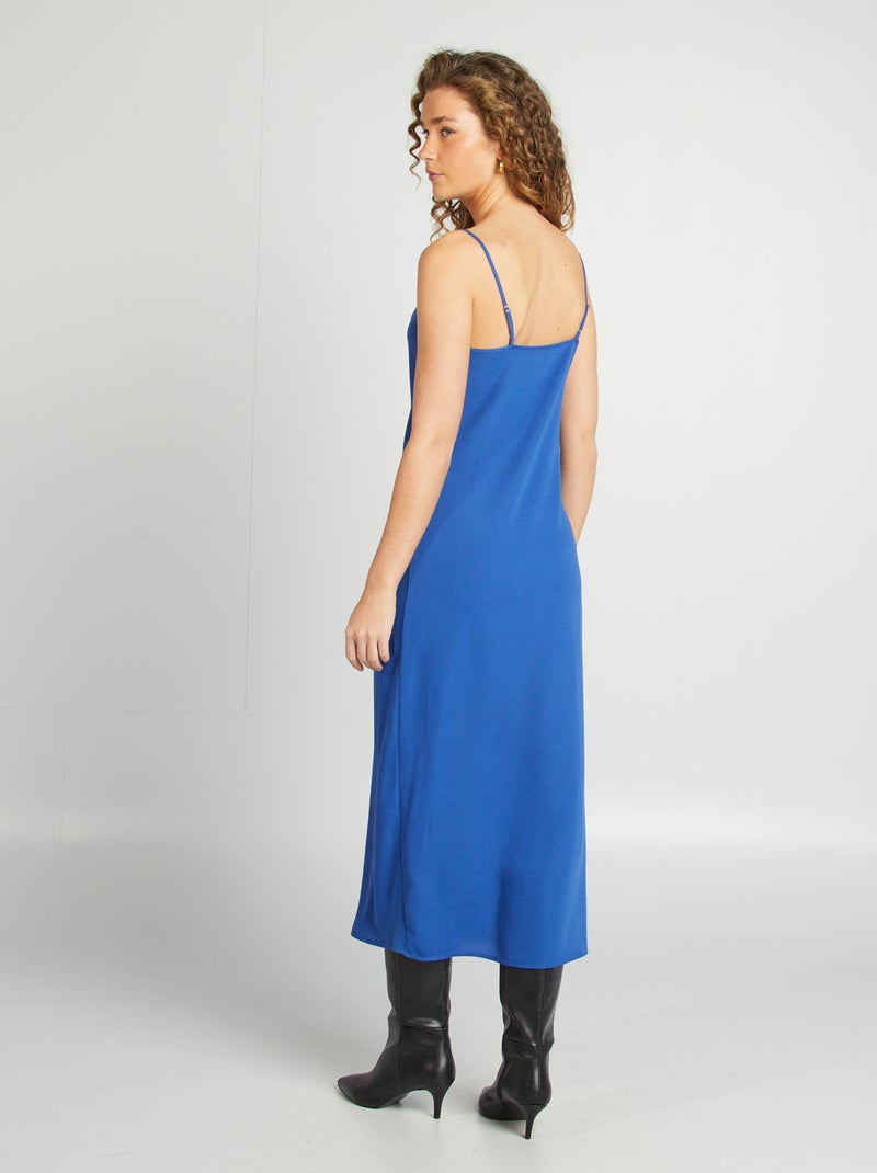 Soepelvallende jurk met watervalhals BLAUW - Kiabi