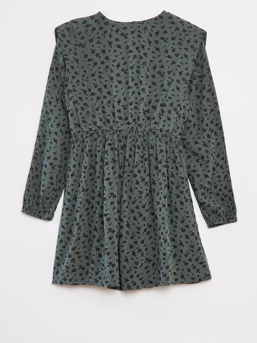 Soepelvallende jurk van kreukeltricot met bloemmotief - Kiabi