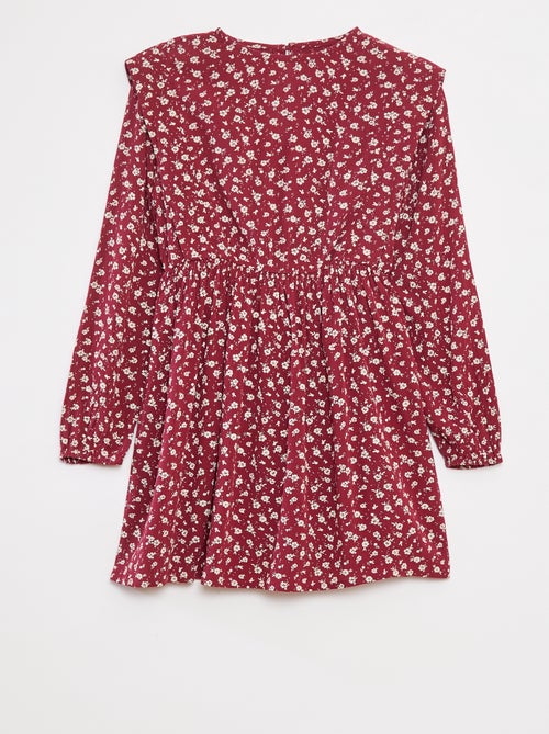 Soepelvallende jurk van kreukeltricot met bloemmotief - Kiabi