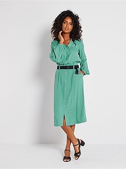 Soepelvallende overhemdbloes met lange mouwen - Kiabi