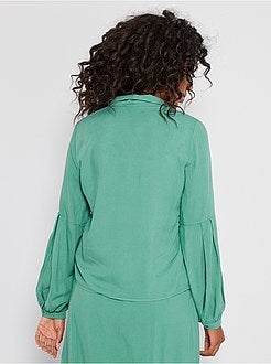 Soepelvallende overhemdbloes met lange mouwen - Kiabi