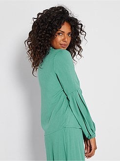 Soepelvallende overhemdbloes met lange mouwen - Kiabi