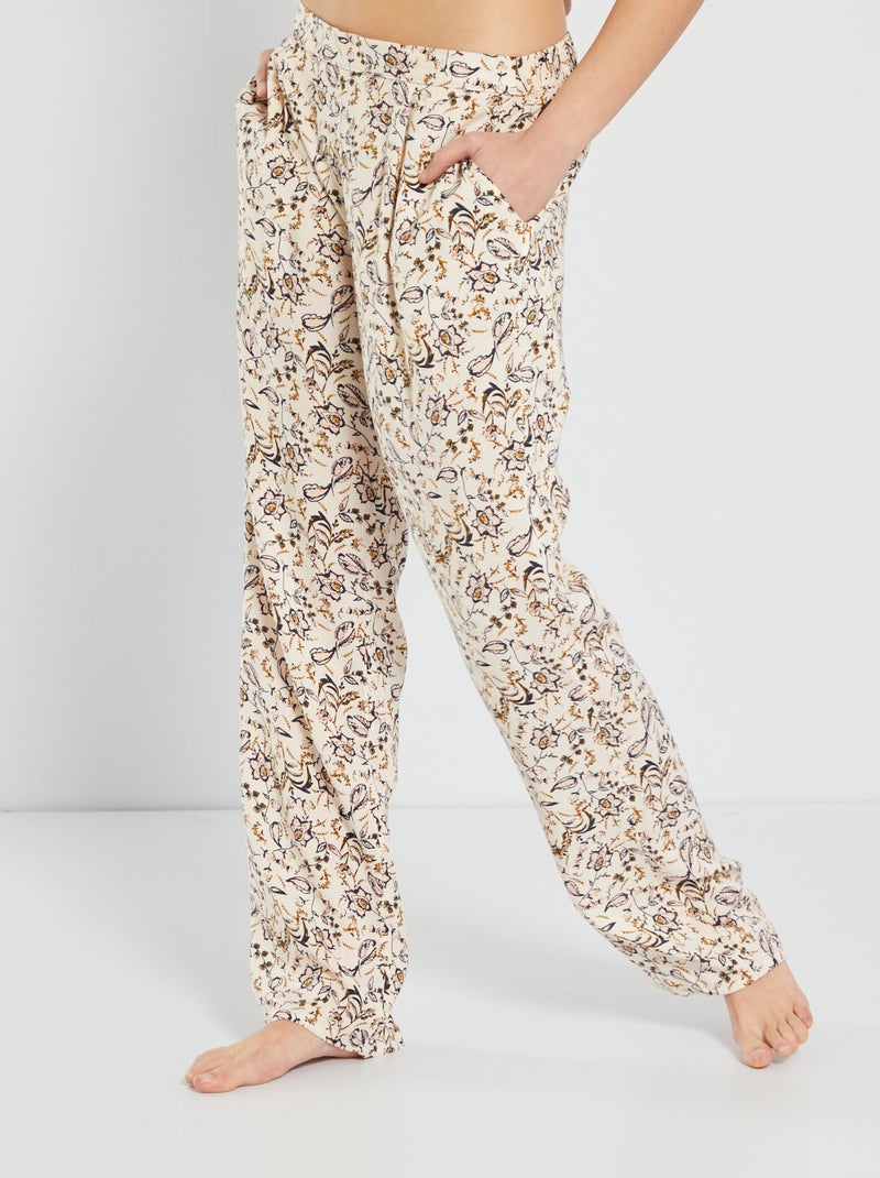 Soepelvallende pyjamabroek met print roze - Kiabi