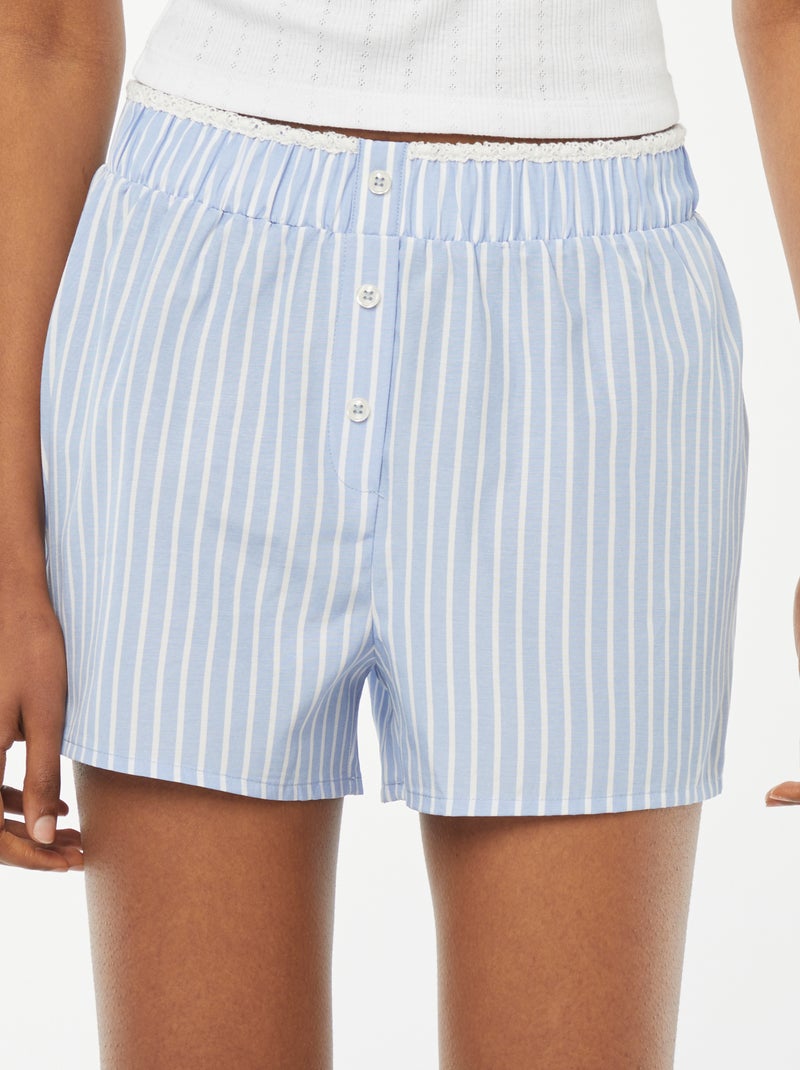 Soepelvallende pyjamashort Blauw - Kiabi