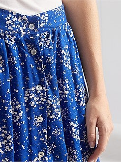 Damesmode maat 34-48 - Soepelvallende rok met knoopsluiting - Kiabi