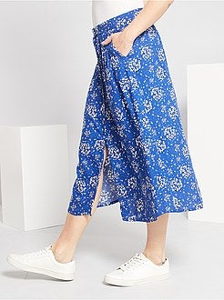 Damesmode maat 34-48 - Soepelvallende rok met knoopsluiting - Kiabi