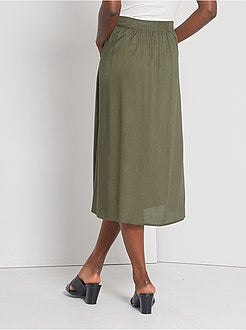 Damesmode maat 34-48 - Soepelvallende rok met knoopsluiting - Kiabi