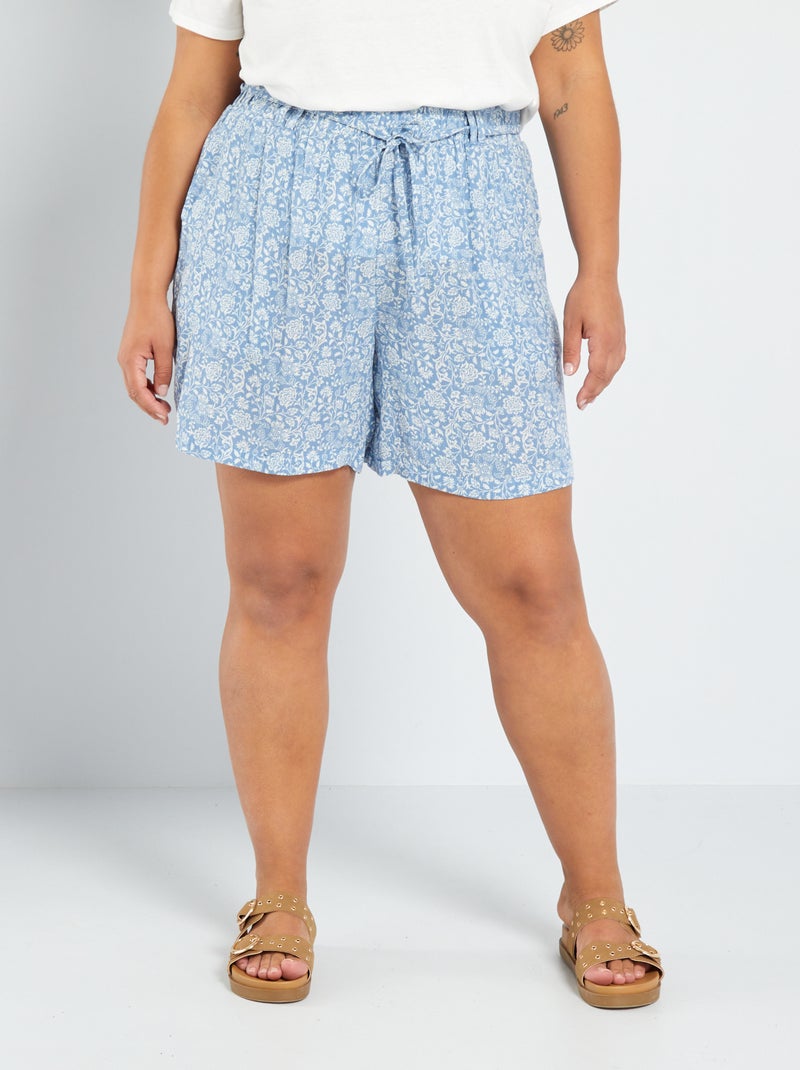 Soepelvallende short met print BLAUW - Kiabi