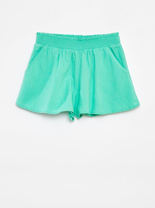 Soepelvallende short van linnenmix met print - Kiabi