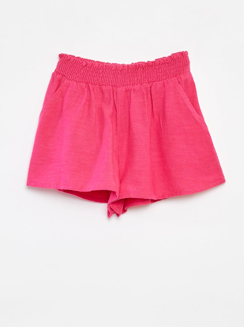 Soepelvallende short van linnenmix met print Rose - Kiabi
